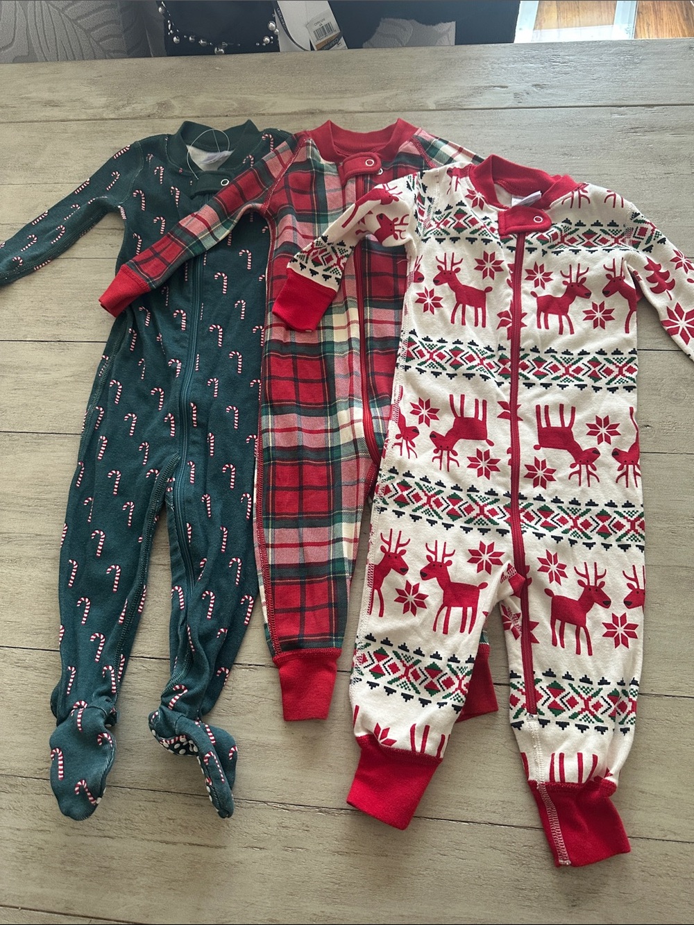 Hanna Andersson Christmas Bundle Reindeer Plaid Pajamas 12-18 Months Cotton